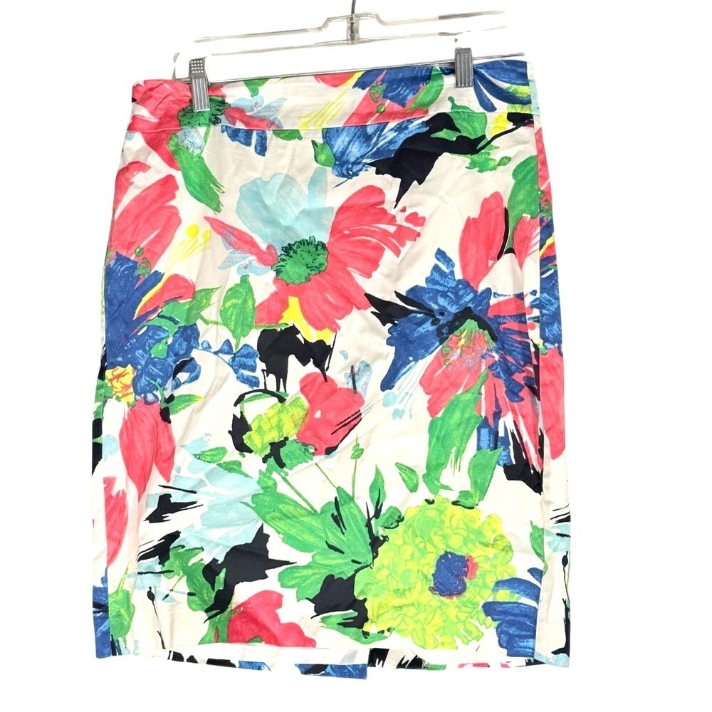 Ann Taylor Floral Pencil Skirt‎ - White, Pink, Green, Blue lined size 6